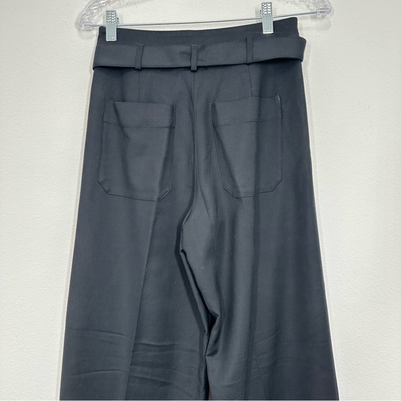 J. Crew Women's Size 0P Belted Wide Leg Trouser Black Pants Classic Work Career - Picture 8 of 9